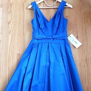 NWT! David's Bridal, Size 4 Blue Bridesmaid Dress, V-Neck, Cotton Sateen